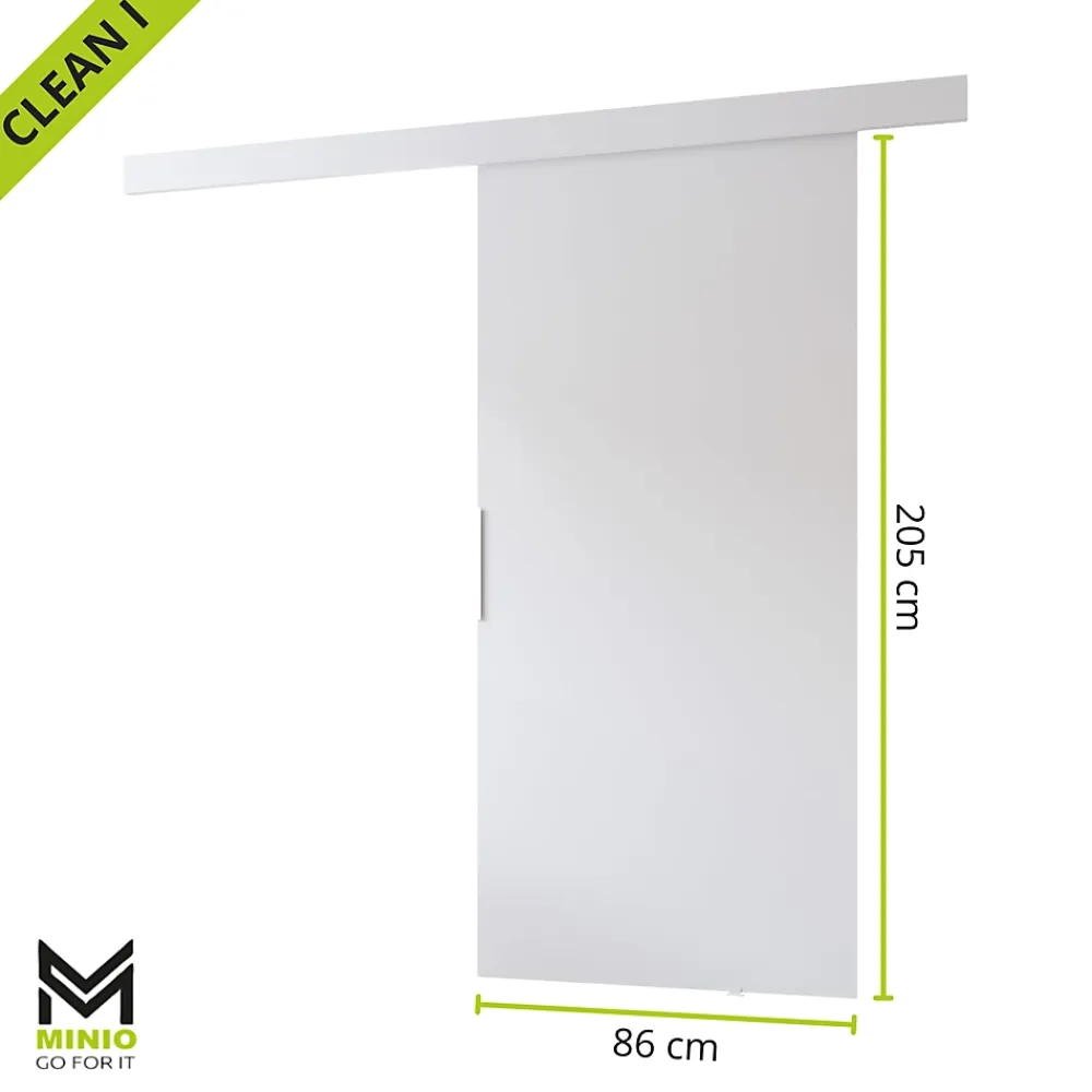 MINIO go for it Porte Coulissante<, porte coulissante CLEAN I 86 cm portes de chambre, avec miroir, Chêne Wotan