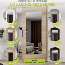 MINIO go for it Porte Coulissante<, porte coulissante CLEAN I 86 cm portes de chambre, avec miroir, Chêne Wotan