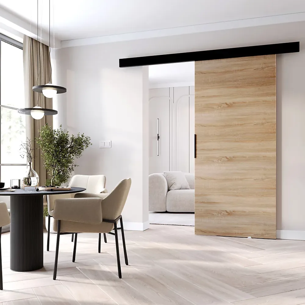 MINIO go for it , porte coulissante PRIM A 96 cm, Poignée noire, Chêne Sonoma / Noir- Porte Coulissante