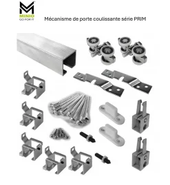 MINIO go for it , porte coulissante PRIM 1K 106 cm, Baguette décorative, panneau supérieur, poignée de porte en noir, Blanc / Noir- Porte Coulissante