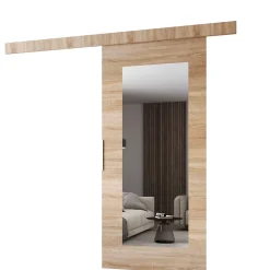 MINIO go for it , porte coulissante CLEAN I 76 cm portes de chambre, avec miroir, Chêne Sonoma- Porte Coulissante