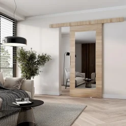 MINIO go for it , porte coulissante CLEAN I 76 cm portes de chambre, avec miroir, Chêne Sonoma- Porte Coulissante