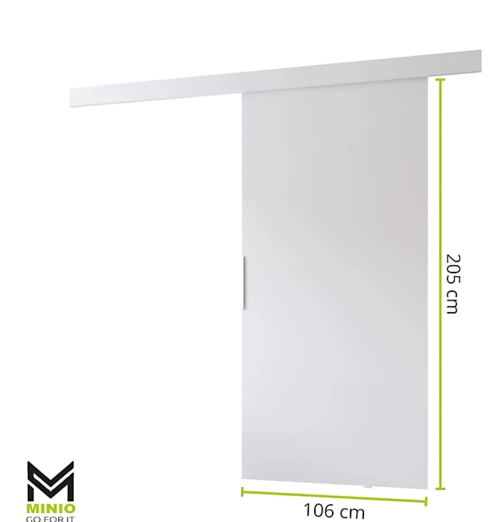 MINIO go for it , porte coulissante PRIM1K106cm, Baguette décorative, panneau supérieur, poignée de porte en noir, Chêne Wotan/Noir- Porte Coulissante