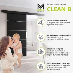 MINIO go for it porte coulissante CLEAN B 96 cm Portes de chambre, Chêne Sonoma- Porte Coulissante