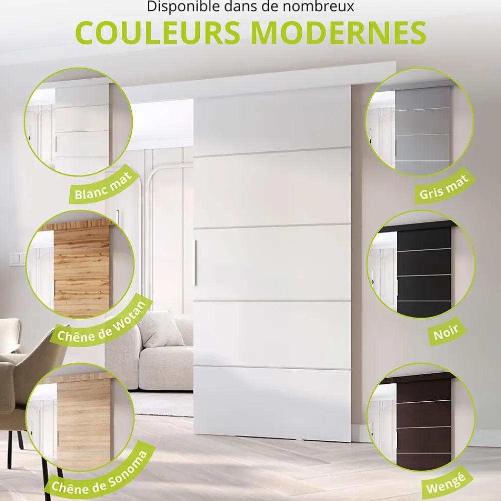 MINIO go for it porte coulissante CLEAN B 96 cm Portes de chambre, Blanc- Porte Coulissante