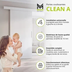 MINIO go for it , porte coulissante CLEAN A 96 cm portes de chambre, Chêne Sonoma- Porte Coulissante