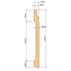Eternal Parquet Plinthe Bois|Plinthe Bois<100ml de Plinthe DUCALE en EqualWood HI-TEC POLYMERS 170x14x2000mm - BLANC