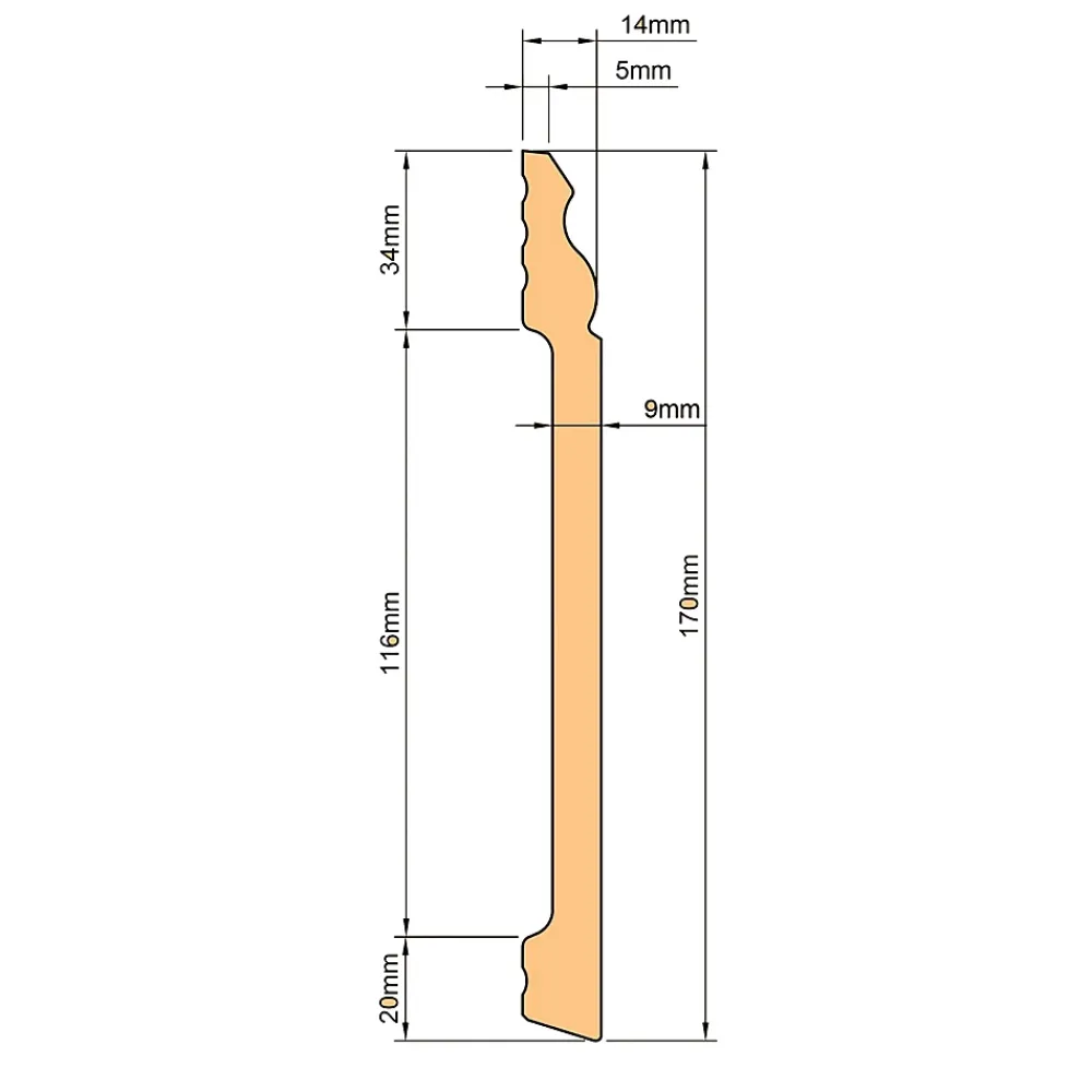 Eternal Parquet Plinthe Bois|Plinthe Bois<100ml de Plinthe DUCALE en EqualWood HI-TEC POLYMERS 170x14x2000mm - BLANC