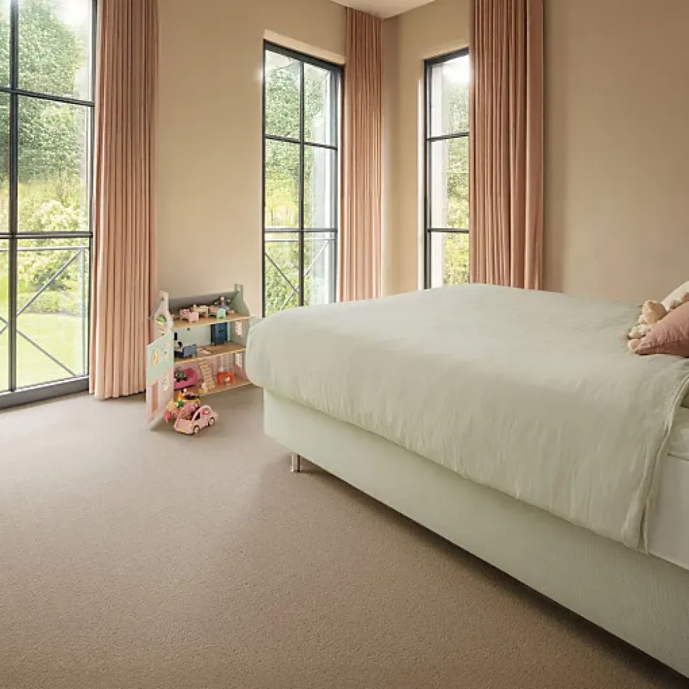 Décoweb Moquette pure laine vierge bouclée - Mallow - Beige - Echantillon 15 x 20 cm- Moquette|Moquette
