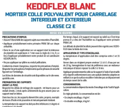 Semin Colle Carrelage Sol<Mortier Colle Polyvalent pour Carrelage Kedoflex Blanc , Intérieur/Extérieur, sac de 25 kg, lot de 2