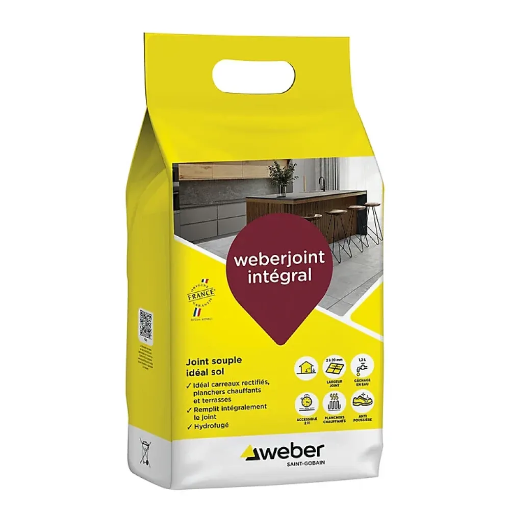 Weber Joint Carrelage Sol<Mortier pour joints de carrelage JOINT INTEGRAL - Sac de 5 Kg - GRIS ACIER E09