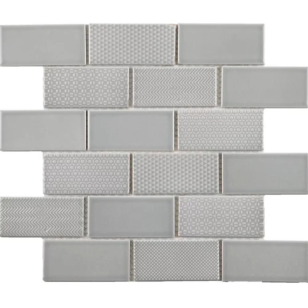 Mat Inter Mosaique céramique Hematite gris L. 28.1 x l. 33.6 cm- Mosaïque Pour Douche|Mosaïque Pour Salle De Bains