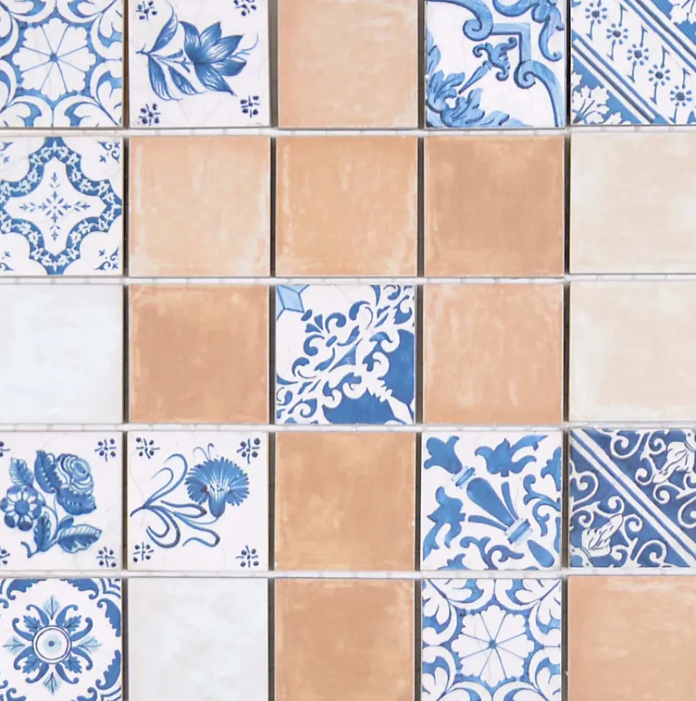 Carrelage Signature Mosaïque Pour Wc|Mosaïque<Mosaique de Ceramique 5,6 X 5,6 cm Mix Beige - decors Delphe - vendu par plaque de 30 X 30 cm -