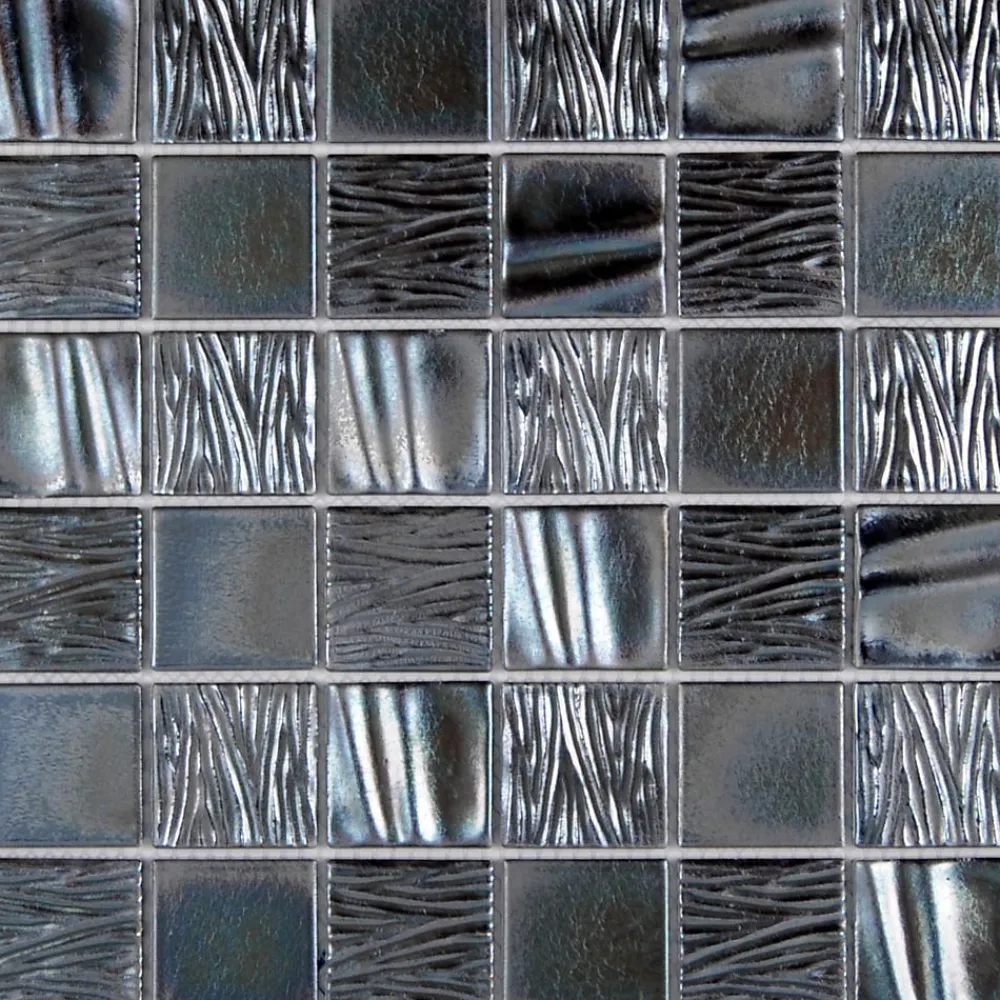 Carrelage Signature Mosaïque Pour Pièce À Vivre<Mosaique de Ceramique 4,7 X 4,7 Cm Noire Relief Vague - vendu par plaque de 30X30 cm -