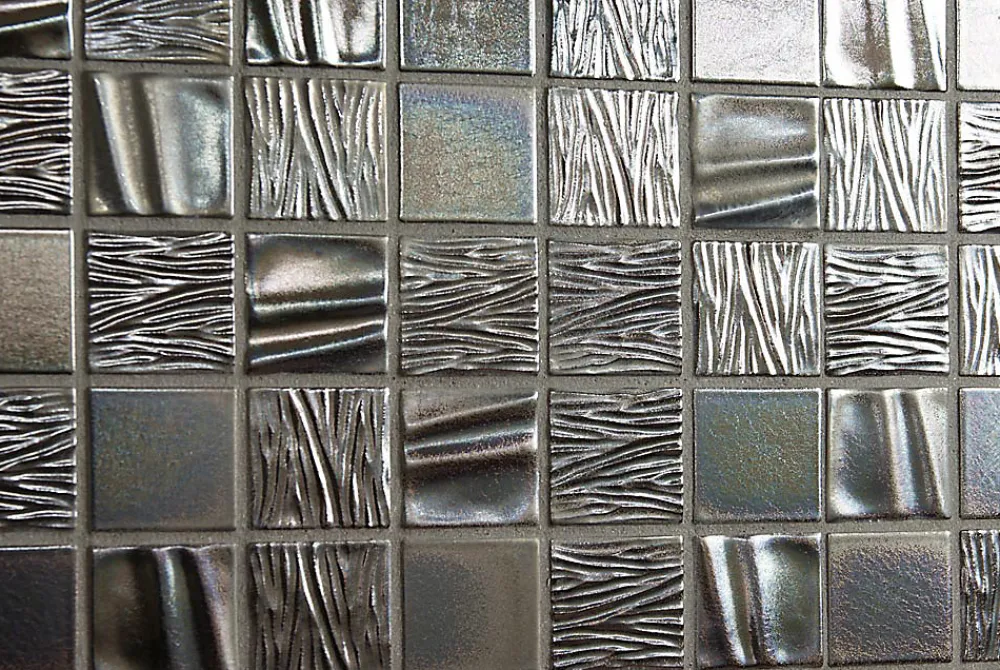 Carrelage Signature Mosaïque Pour Pièce À Vivre<Mosaique de Ceramique 4,7 X 4,7 Cm Noire Relief Vague - vendu par plaque de 30X30 cm -