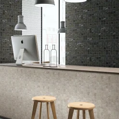 Carrelage Signature Mosaique de Ceramique 4,7 X 4,7 Cm Blanche Relief Vague - vendu par plaque de 30 X 30 cm -- Mosaïque Pour Douche|Mosaïque Pour Wc