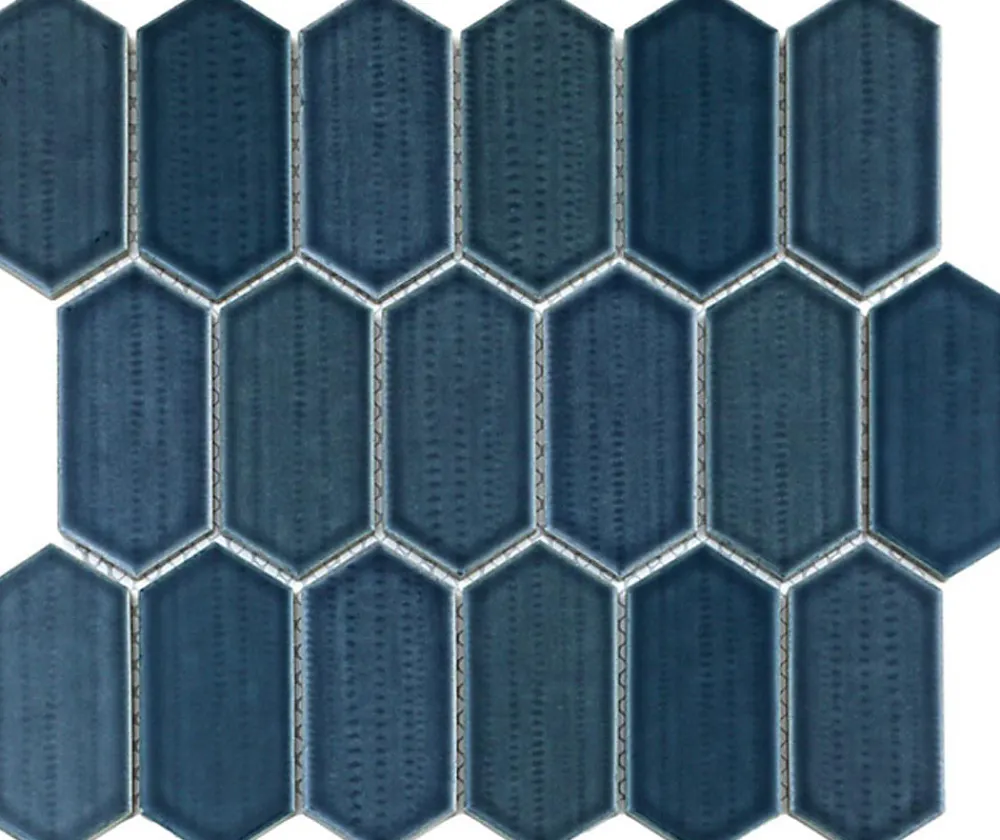 Carrelage Signature Mosaique de Ceramique Noire Hexagone Long - vendu par plaque de 29,6X25,6 Cm -- Mosaïque Pour Wc