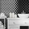 Carrelage Signature Mosaique de ceramique Petit carreau Metro Noir 4,5X9,5 cm - vendu par plaque de 29,1X29,6 cm -- Mosaïque Pour Douche|Mosaïque Pour Pièce À Vivre
