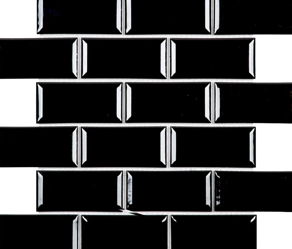 Carrelage Signature Mosaique de ceramique Petit carreau Metro Noir 4,5X9,5 cm - vendu par plaque de 29,1X29,6 cm -- Mosaïque Pour Douche|Mosaïque Pour Pièce À Vivre