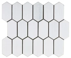 Carrelage Signature Mosaïque Pour Wc|Mosaïque Pour Salle De Bains<Mosaique de céramique Hexagone Long Blanc - vendu par plaque de 29,6X25,6 Cm -