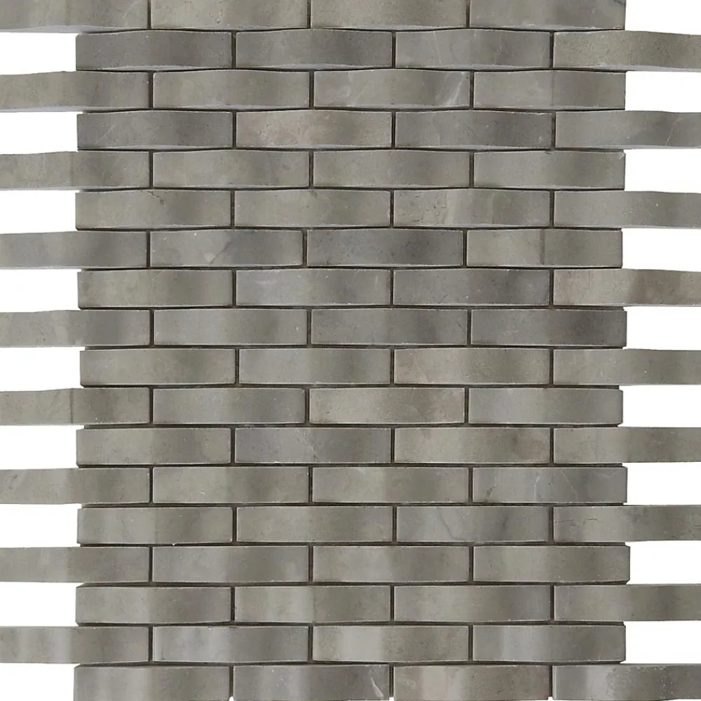 Carrelage Signature Mosaïque Pour Pièce À Vivre<Mosaique de Marbre Gris Adouci 6.5X1.5 cm Vague - vendu par plaque de 26.4X32.5 cm -