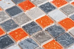 Carrelage Signature Mosaïque|Mosaïque Pour Pièce À Vivre<Mosaique de marbre peint 2.3 X 2.3 cm Gris et Orange - vendu par plaque de 30X30 cm -