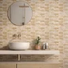 Carrelage Signature Mosaïque Pour Salle De Bains|Mosaïque Pour Douche<Mosaique de Marbre Poli Marron Décor Lettre Or 2.3X9.8 cm - vendu par plaque de 30X30 cm -