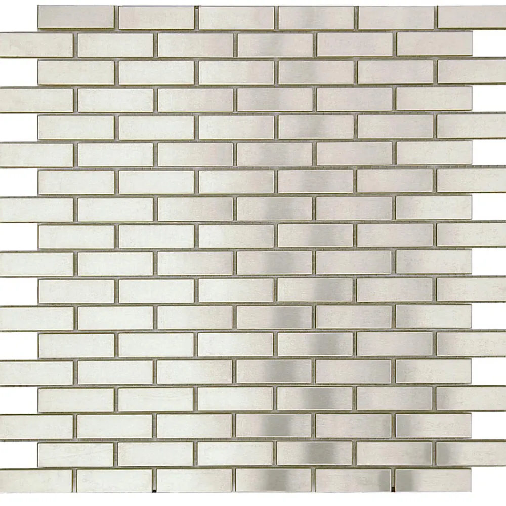 Carrelage Signature Mosaïque Pour Pièce À Vivre<Mosaique de metal Brique Argent Mat 1.5X4.8 cm - vendu par plaque de 30X30 cm -