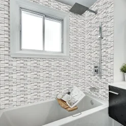 Carrelage Signature Mosaïque Pour Wc|Mosaïque Pour Salle De Bains<Mosaique de Mix Verre Blanc et Metal - vendu par plaque de 29,4X29,8 cm -