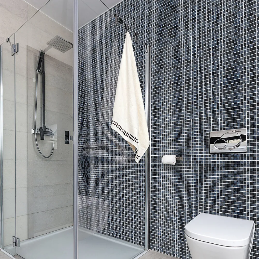Carrelage Signature Mosaique de verre 2.3 X 2.3 Cm Ondulee Anthracite - vendu par plaque de 30 X 30 Cm -- Mosaïque Pour Douche|Mosaïque Pour Wc