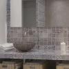 Carrelage Signature Mosaique de verre Motif Carreau Ciment Bleu/Gris 7.5 X 7.5 cm - vendu par plaque de 29.8X29.8 cm -- Mosaïque Pour Wc|Mosaïque Pour Pièce À Vivre