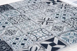 Carrelage Signature Mosaïque Pour Wc|Mosaïque Pour Salle De Bains<Mosaique de Verre Motif Carreau Ciment Bleu/Gris 5X5 cm - vendu par plaque de 29.8X29.8 cm -
