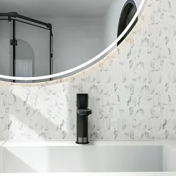 Carrelage Signature Mosaïque Pour Wc|Mosaïque Pour Douche<Mosaique de Verre Recycle blanc et Marbré forme Ecaille Longue - vendu par plaque de 29,8X25,8 cm -