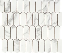 Carrelage Signature Mosaïque Pour Wc|Mosaïque Pour Douche<Mosaique de Verre Recycle blanc et Marbré forme Ecaille Longue - vendu par plaque de 29,8X25,8 cm -