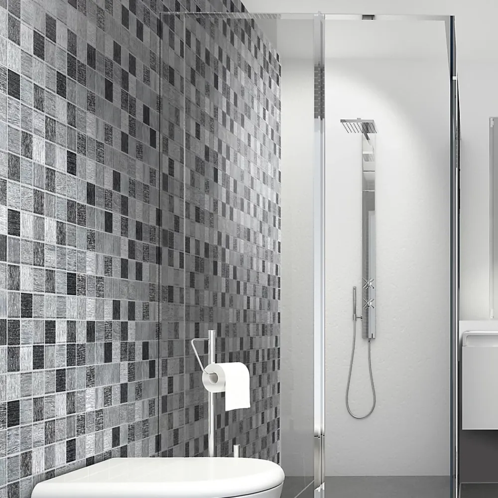 Carrelage Signature Mosaïque Pour Salle De Bains<Mosaique de Verre 4.8X4.8 Gris - vendu par plaque de 30X30 cm -