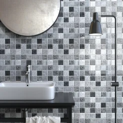 Carrelage Signature Mosaïque Pour Salle De Bains<Mosaique de Verre 4.8X4.8 Gris - vendu par plaque de 30X30 cm -