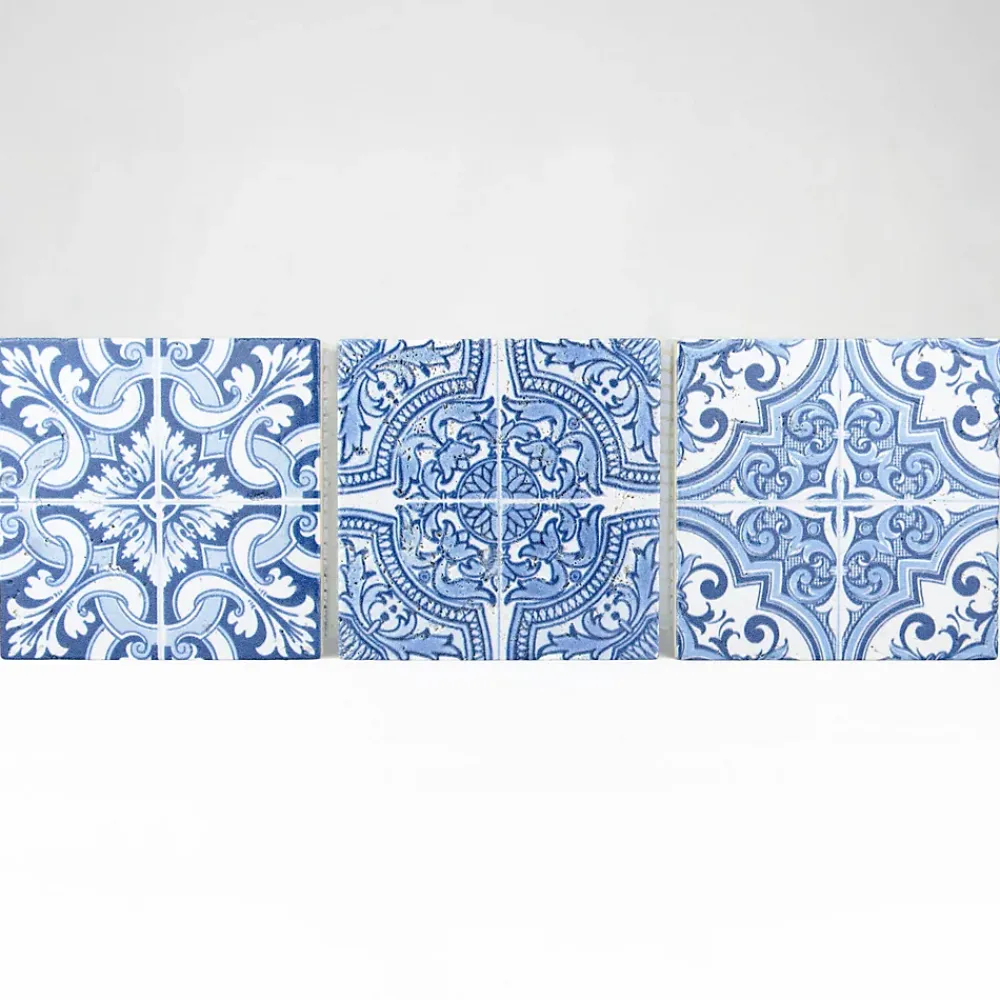 Casa Linéa Travertin<MOSAIQUE DECOR RENAISSANCE TRAVERTIN DECORE BLUE 1 PLAQUE 10 x 30,5 CM CASA LINEA