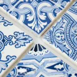 Casa Linéa Travertin<MOSAIQUE DECOR RENAISSANCE TRAVERTIN DECORE BLUE 1 PLAQUE 10 x 30,5 CM CASA LINEA