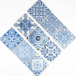Casa Linéa Travertin<MOSAIQUE DECOR RENAISSANCE TRAVERTIN DECORE BLUE 1 PLAQUE 10 x 30,5 CM CASA LINEA