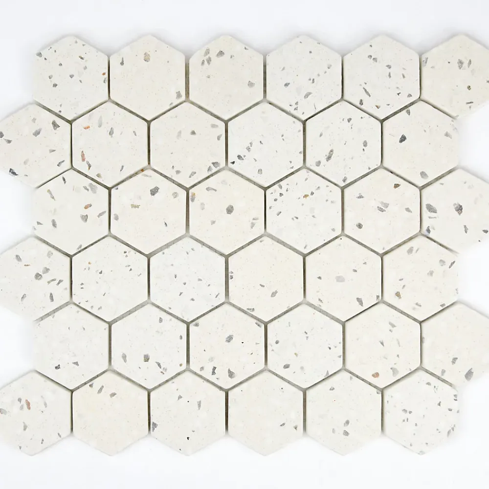 Casa Linéa Mosaïque Pour Pièce À Vivre|Mosaïque Pour Salle De Bains<MOSAIQUE HEXAGONE TERRAZZO IVOIRE 1 PLAQUE 30,5 x 30,5 CM CASA LINEA