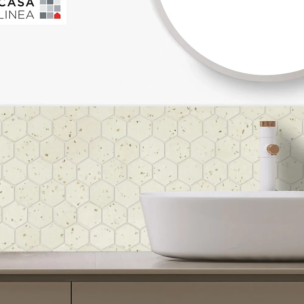 Casa Linéa Mosaïque Pour Pièce À Vivre|Mosaïque Pour Salle De Bains<MOSAIQUE HEXAGONE TERRAZZO IVOIRE 1 PLAQUE 30,5 x 30,5 CM CASA LINEA