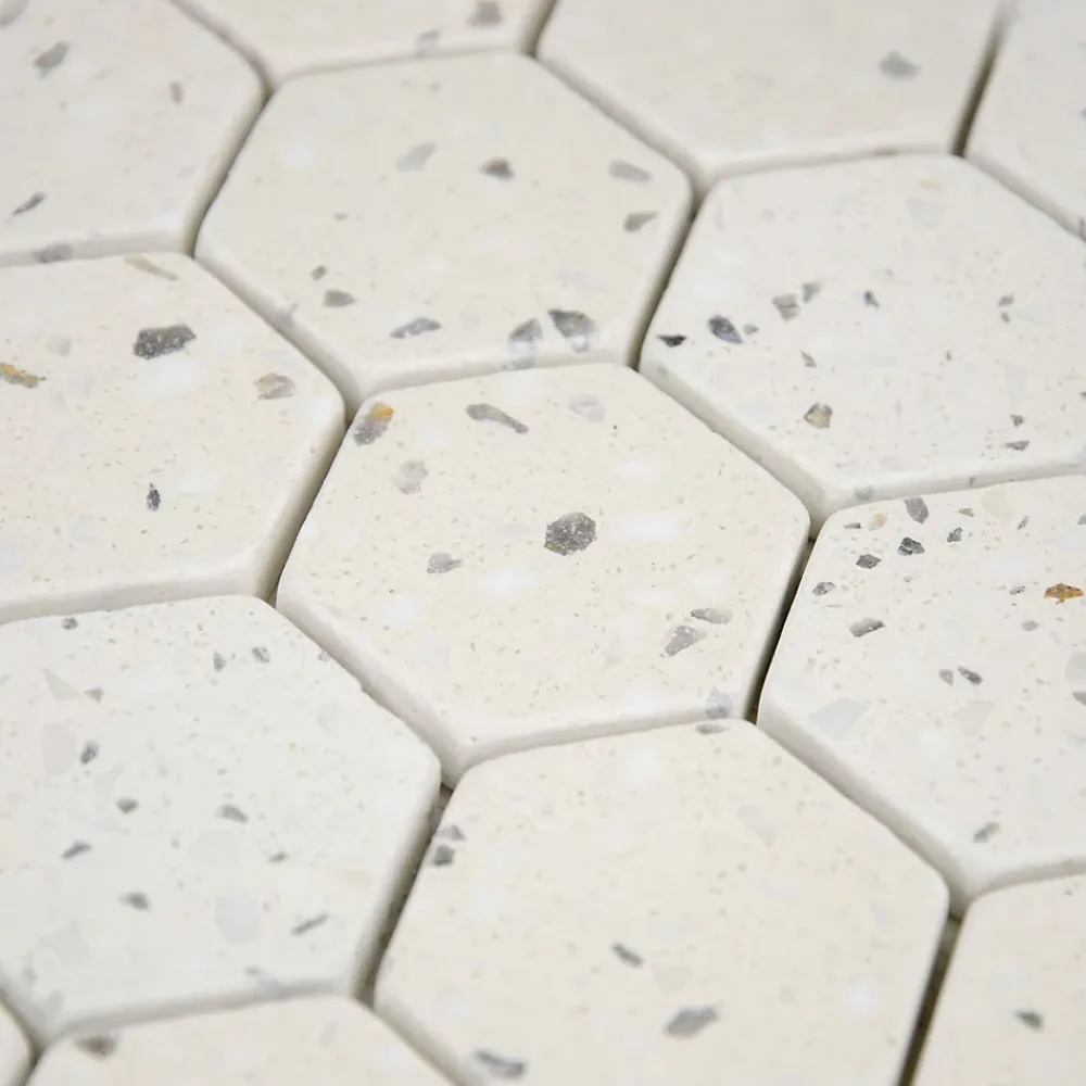 Casa Linéa Mosaïque Pour Pièce À Vivre|Mosaïque Pour Salle De Bains<MOSAIQUE HEXAGONE TERRAZZO IVOIRE 1 PLAQUE 30,5 x 30,5 CM CASA LINEA