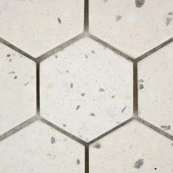 Casa Linéa Mosaïque Pour Pièce À Vivre|Mosaïque Pour Salle De Bains<MOSAIQUE HEXAGONE TERRAZZO IVOIRE 1 PLAQUE 30,5 x 30,5 CM CASA LINEA