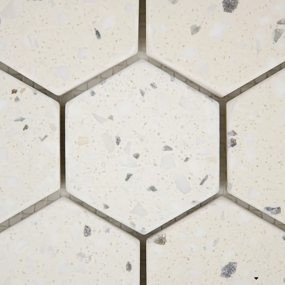 Casa Linéa Mosaïque Pour Pièce À Vivre|Mosaïque Pour Salle De Bains<MOSAIQUE HEXAGONE TERRAZZO IVOIRE 1 PLAQUE 30,5 x 30,5 CM CASA LINEA