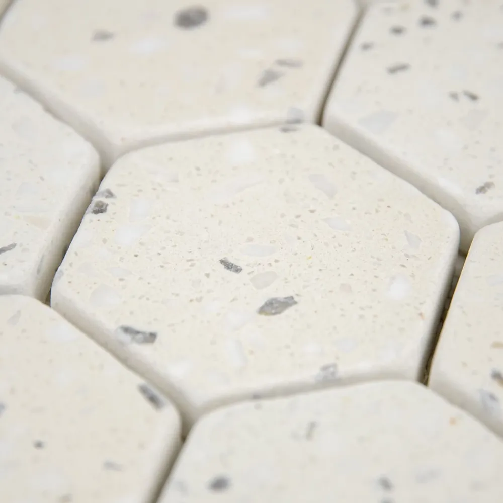 Casa Linéa Mosaïque Pour Pièce À Vivre|Mosaïque Pour Salle De Bains<MOSAIQUE HEXAGONE TERRAZZO IVOIRE 1 PLAQUE 30,5 x 30,5 CM CASA LINEA