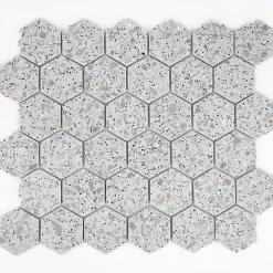 Casa Linéa MOSAIQUE HEXAGONE TERRAZZO LIGHT GREY 1 PLAQUE 30,5 x 30,5 CM CASA LINEA- Mosaïque Pour Wc