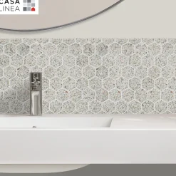Casa Linéa MOSAIQUE HEXAGONE TERRAZZO LIGHT GREY 1 PLAQUE 30,5 x 30,5 CM CASA LINEA- Mosaïque Pour Wc