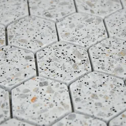 Casa Linéa MOSAIQUE HEXAGONE TERRAZZO LIGHT GREY 1 PLAQUE 30,5 x 30,5 CM CASA LINEA- Mosaïque Pour Wc