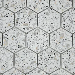 Casa Linéa MOSAIQUE HEXAGONE TERRAZZO LIGHT GREY 1 PLAQUE 30,5 x 30,5 CM CASA LINEA- Mosaïque Pour Wc