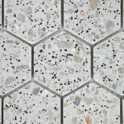 Casa Linéa MOSAIQUE HEXAGONE TERRAZZO LIGHT GREY 1 PLAQUE 30,5 x 30,5 CM CASA LINEA- Mosaïque Pour Wc